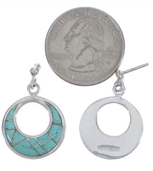 Southwestern Turquoise Inlay Jewelry Post Dangle Earrings PX31274